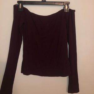 maroon off the shoulder sweater